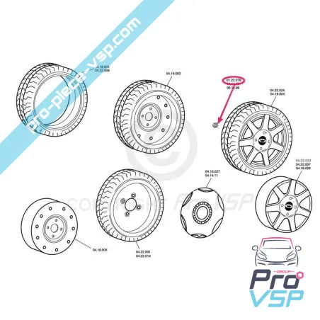 Wheel nut for Chatenet with sheet metal rim