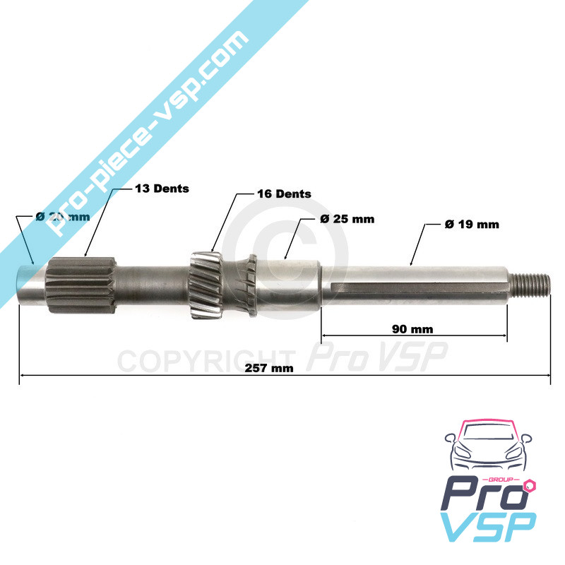 Arbre primaire de boîte de vitesse adaptable pour boite de vitesse Comex