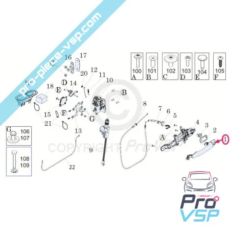 Maniglia della porta all'aperto nera per Ligier js50 js50l js60