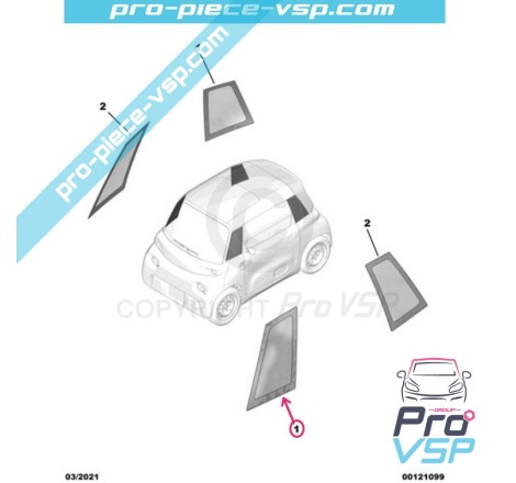 Vitre latérale fixe avant gauche pour Citroën Ami / Opel Rocks-E / Fiat Topolino