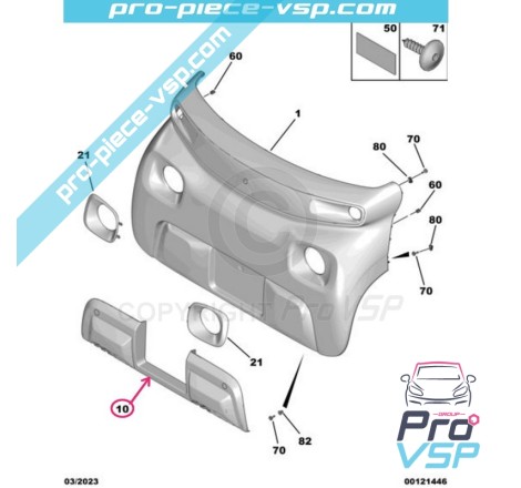 Enjoliveur de pare choc arrière inférieur origine pour Citroën Ami et Citroën Ami Buggy