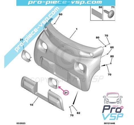 Enjoliveur de phare gauche origine pour Citroën Ami / Pack Pop , Vibe et Buggy