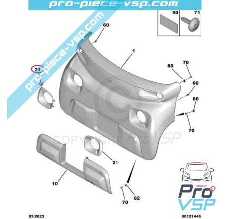 Enjoliveur de phare droit origine pour Citroën Ami / Pack Pop , Vibe et Buggy