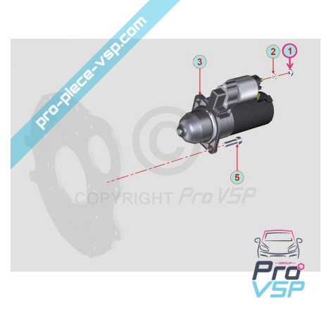 Ecrou cosse + démarreur pour moteur Lombardini Focs Progress 502 523