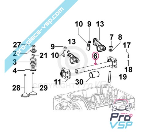 Axe de culbuteur pour moteur Lombardini LGW 523