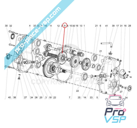 Pignon première réduction adaptable