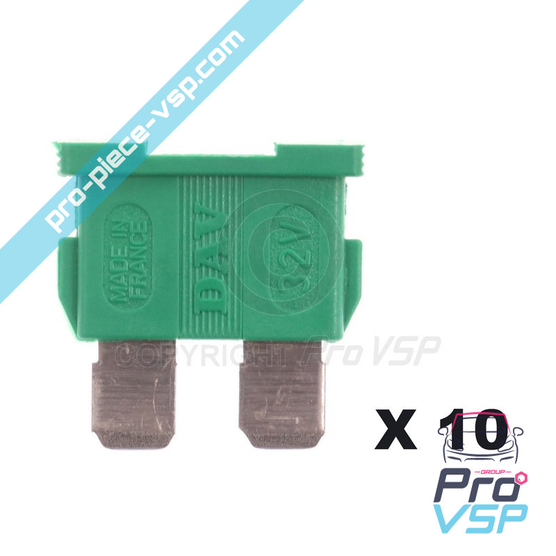 Conjunto de 10 fusíveis verdes 30A