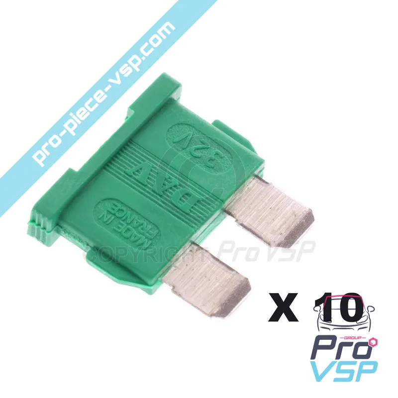 Conjunto de 10 fusíveis verdes 30A
