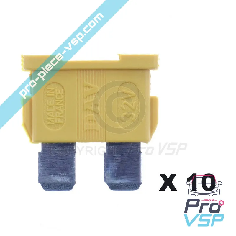 Lot de 10 fusibles jaune 20A Lot de 10 fusibles jaune 20A