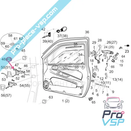Right superior door hinge