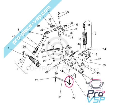 Rotule de direction gauche pour ligier xpro casalini kerry