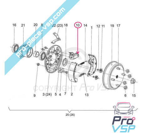 Rear wheel cylinder