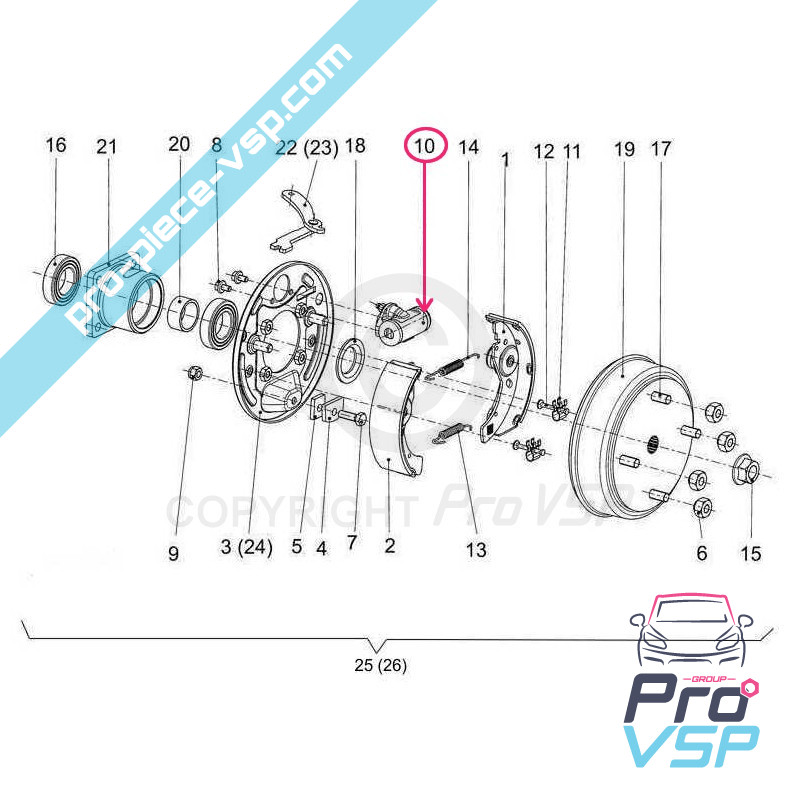 Rear wheel cylinder