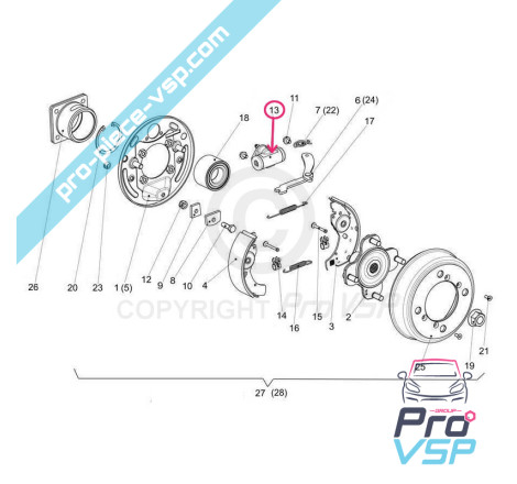 Rear wheel cylinder