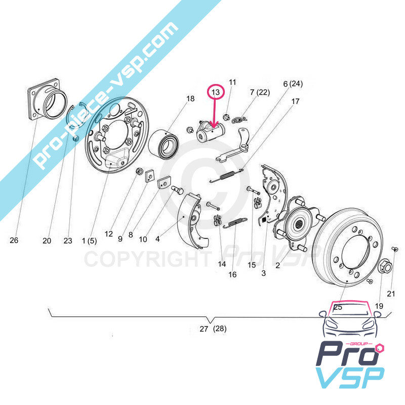 Rear wheel cylinder