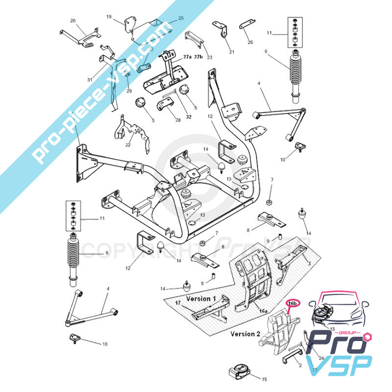 Kit de suporte para motor dianteiro e traseiro