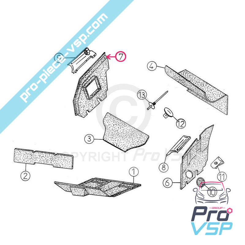 Insonorisation moteur avant droite