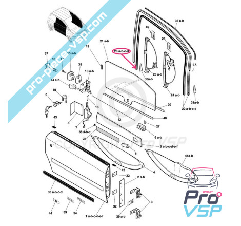 Left door frame leg joint