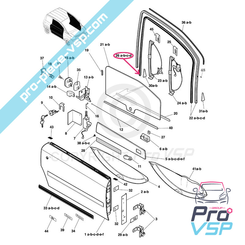 Left door frame leg joint