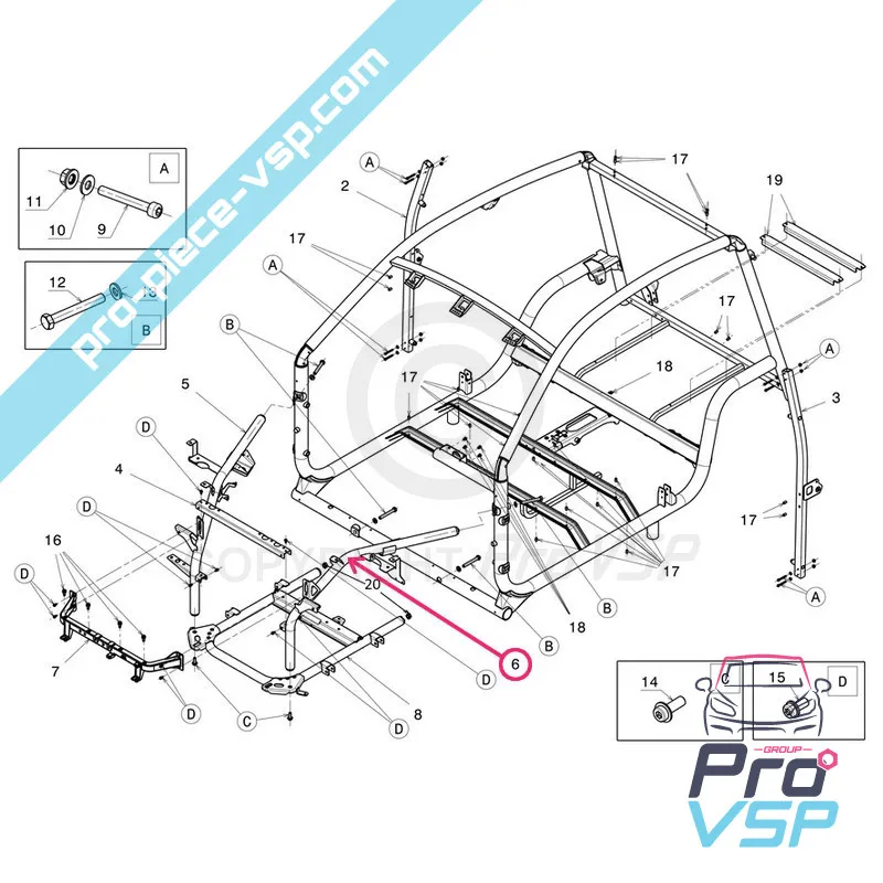Piciorul suspensiei stângi