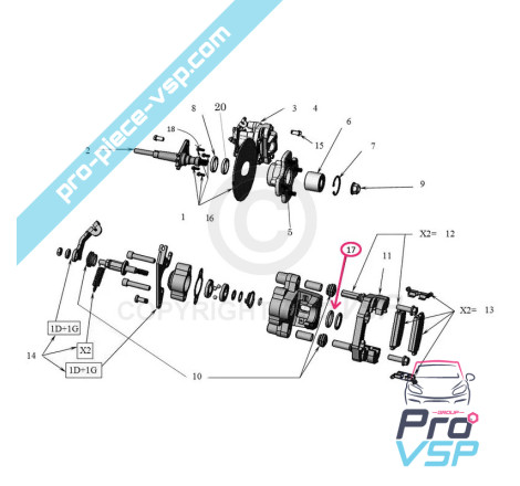 Rear brake caliper piston joint