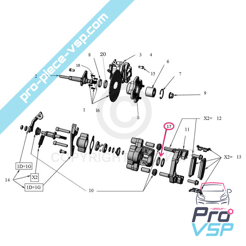 Rear brake caliper piston joint