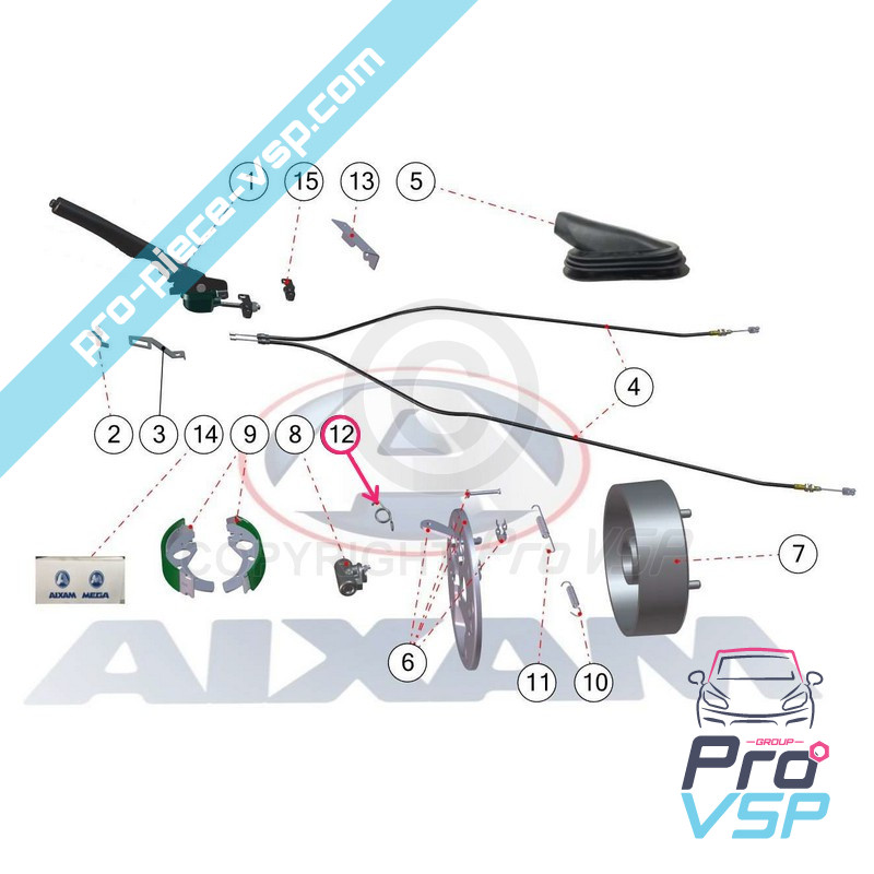Right rear handbrake lever spring