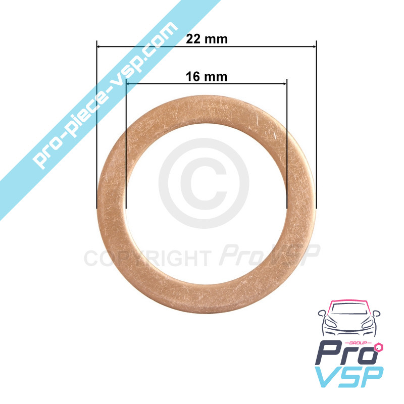 Copper Temperature Sensor Gasket / 16x22x1 mm