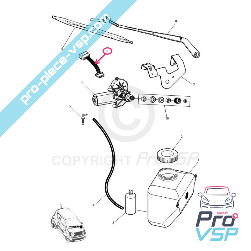 Front wiper motor adapter