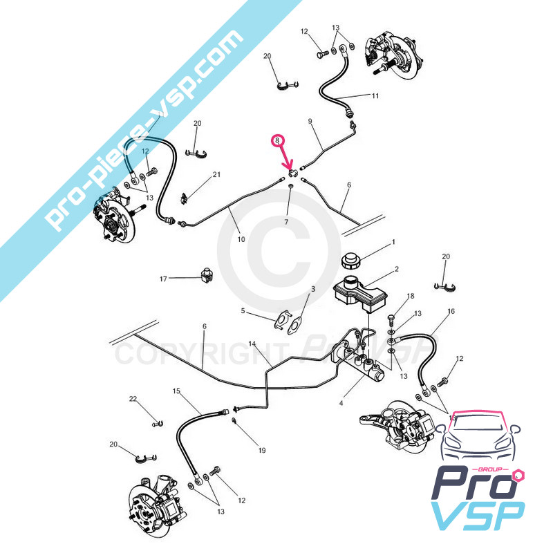 Rear brake tee