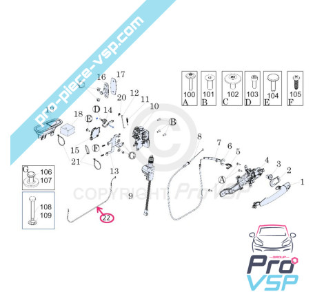 Door opening control cable