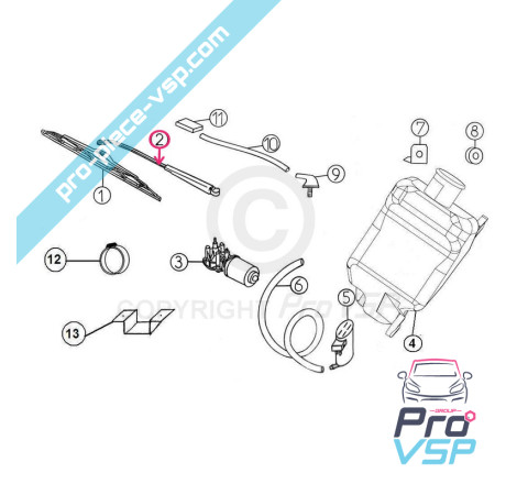 Front wiper arm