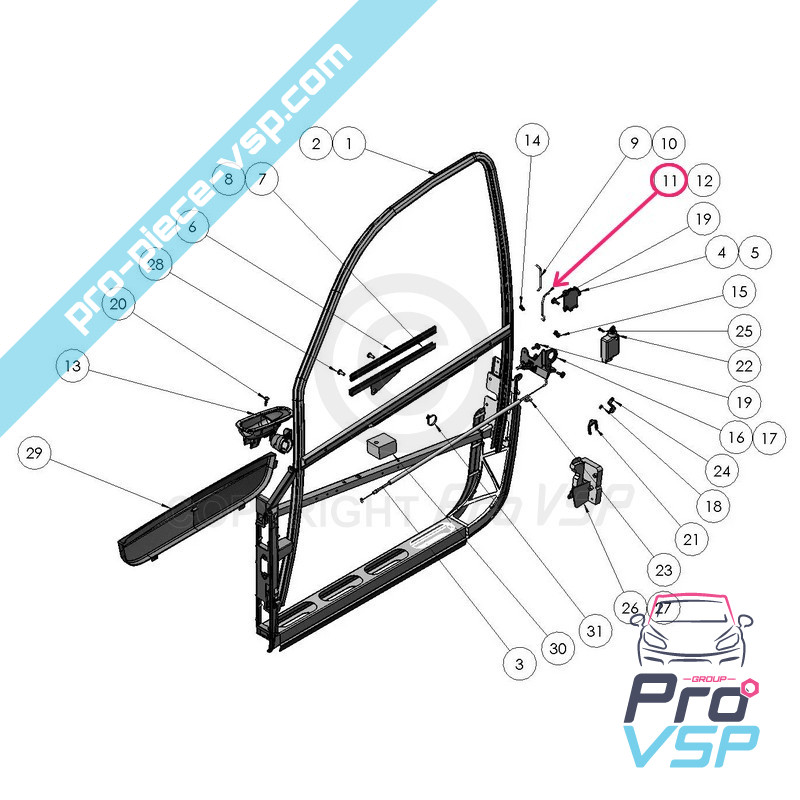 Left door lock barrel