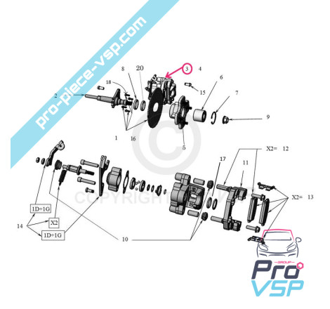 Red left brake brake caliper