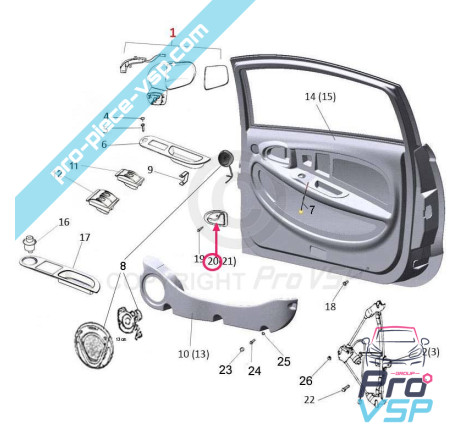 Chrome right inner door handle