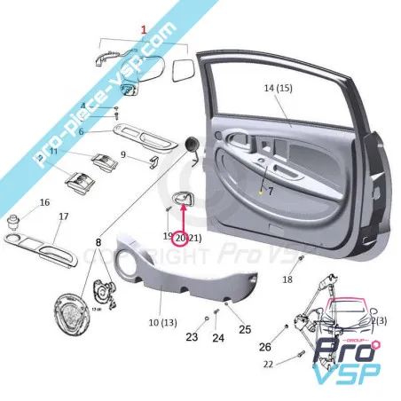 Chrome right inner door handle