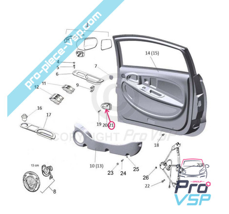 Chromed left inner door handle
