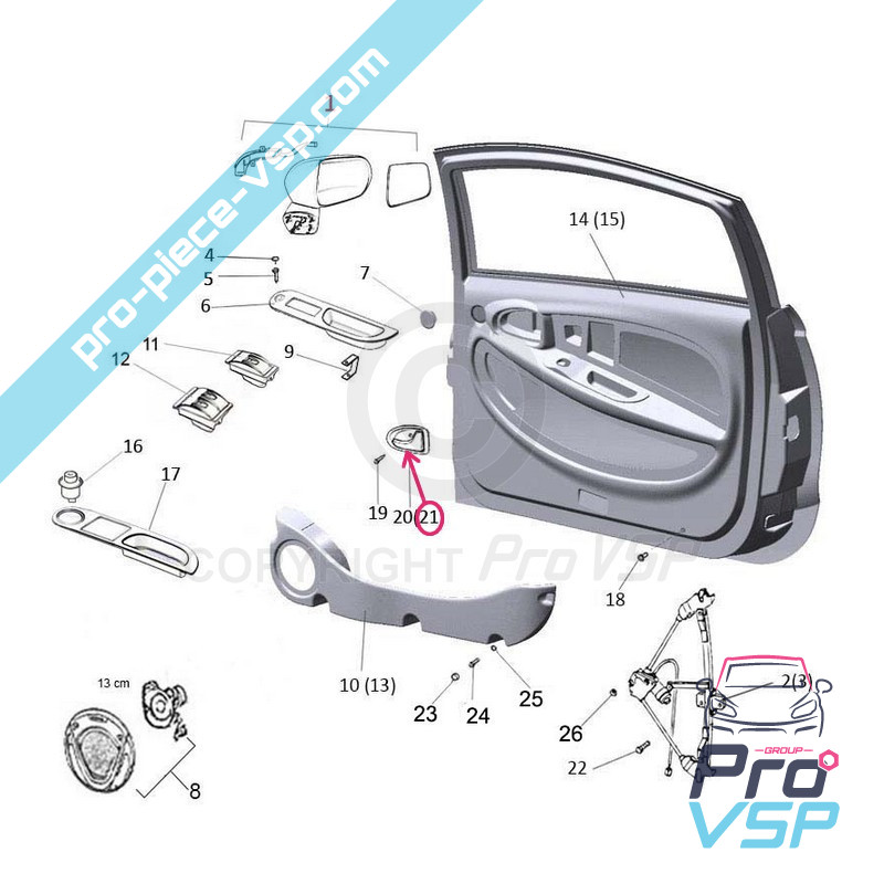 Chromed left inner door handle