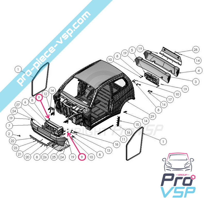 Front shock absorber fastening screw