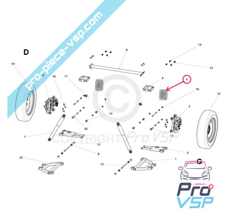 Rear shock absorber spring