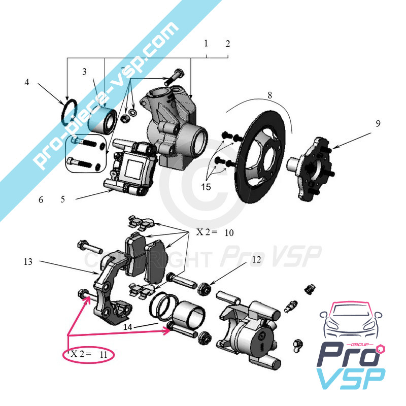 Front brake caliper column kit