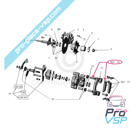 Rear brake caliper kit