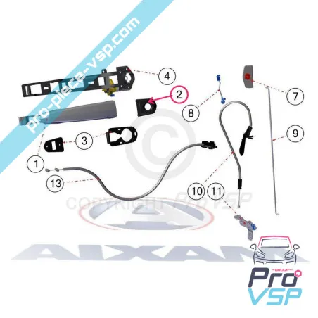 Copertura cromata sinistra della maniglia della porta esterna