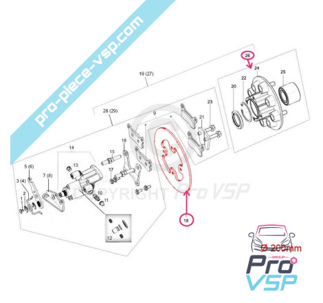 Complete rear brake disc