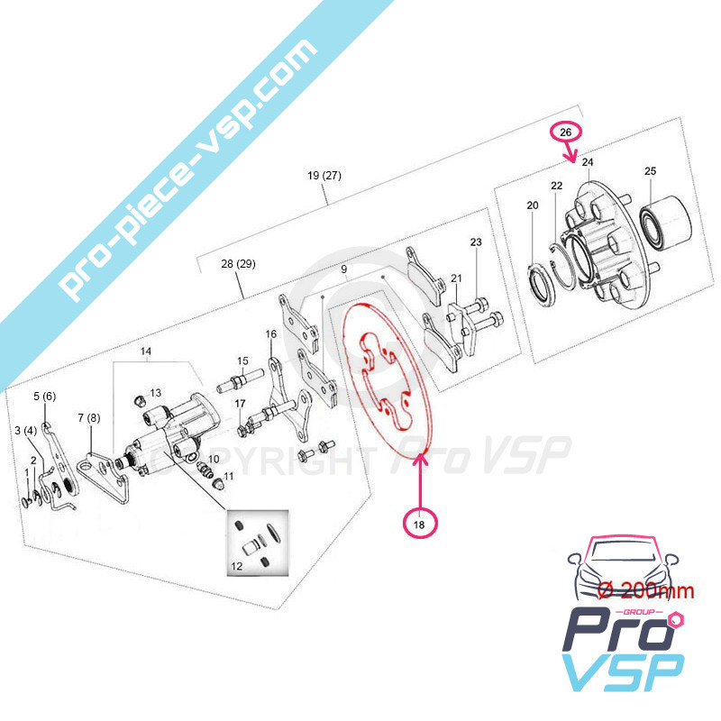 Complete rear brake disc