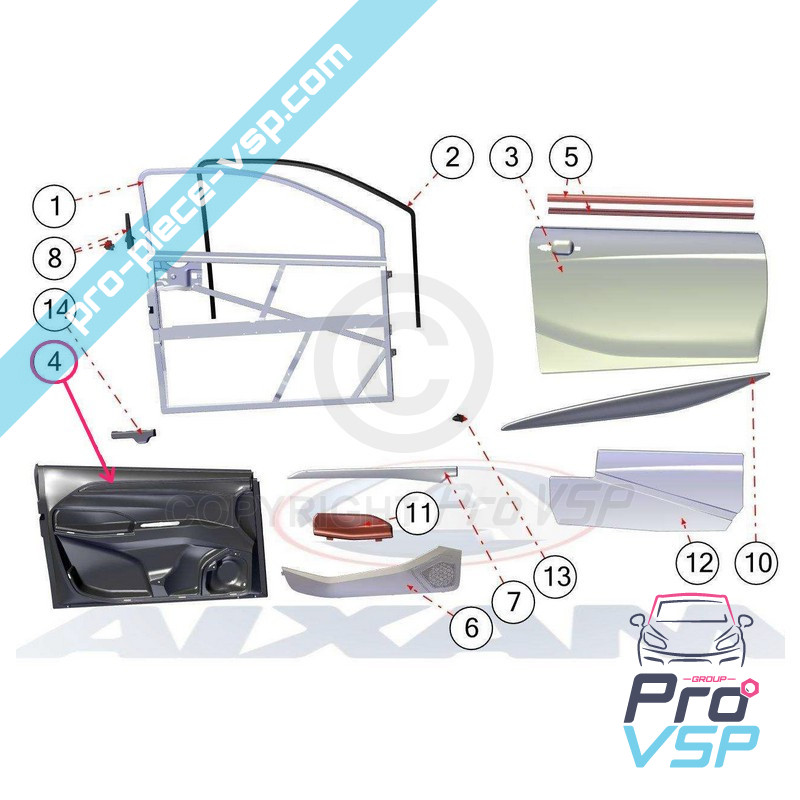 Exterior left door panel