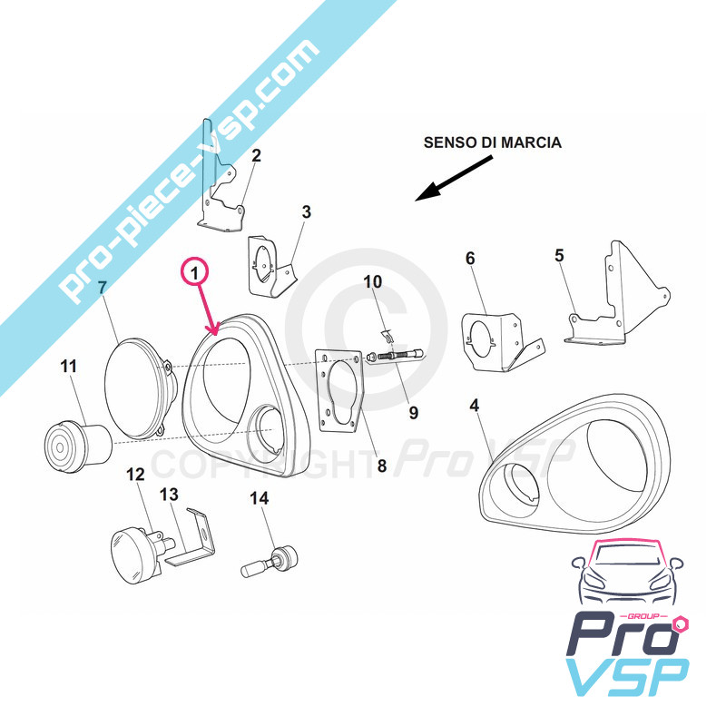 Front right headlight surround