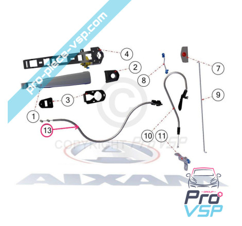 Door opening control cable