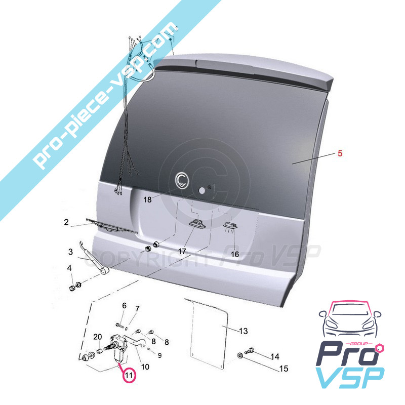 Rear wiper motor