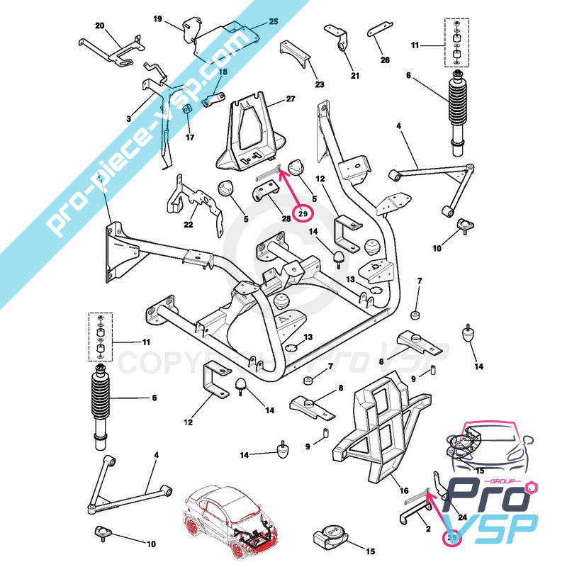 Front engine support screw